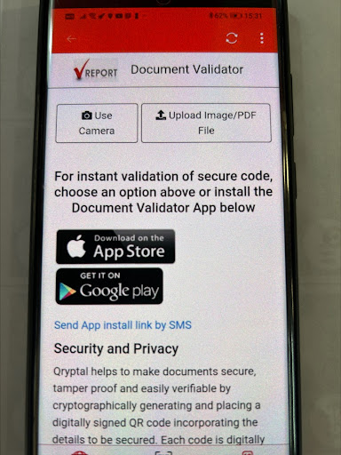 Secure QR by V Report. Screen 2