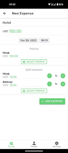 Android application Money Splitter screenshort