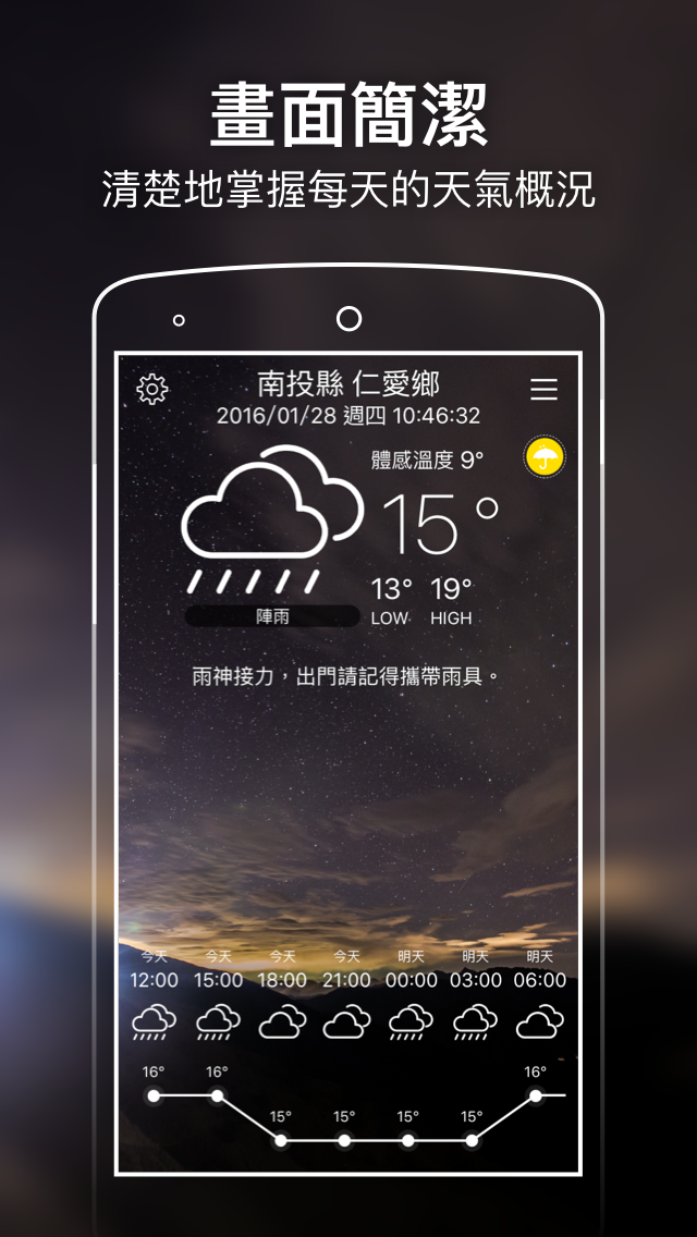Android application 臺灣超威的 - 氣象、空汙PM2.5和PSI、地震、寒流颱風 screenshort