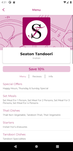 Seaton Tandoori TS25 Screen 2