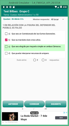 Android application Batería exámenes IVAP screenshort