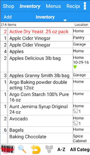 Grocery Tracker Shopping List Screen 2