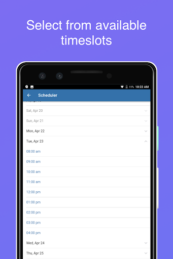The Scheduling App Screen 2