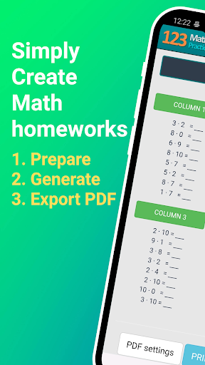 Android application 123 Math Homework - Worksheets screenshort