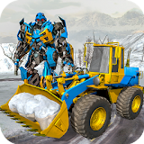 Snow Excavator Crane Robot Transformation Game icon