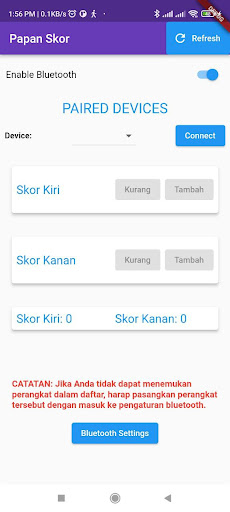 Android application Papan Skor Bluetooth screenshort