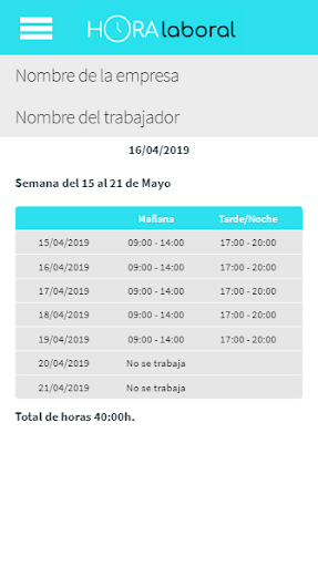 Hora Laboral Screen 2