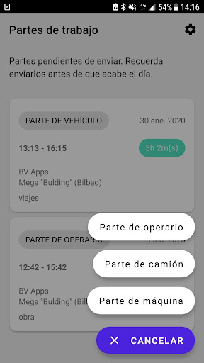 Android application Mi Parte screenshort