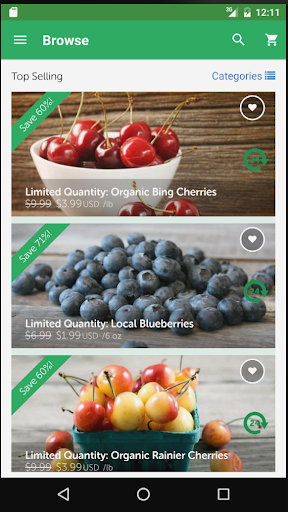 Android application GrubMarket screenshort