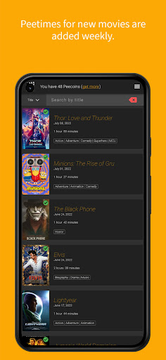 Android application RunPee. screenshort