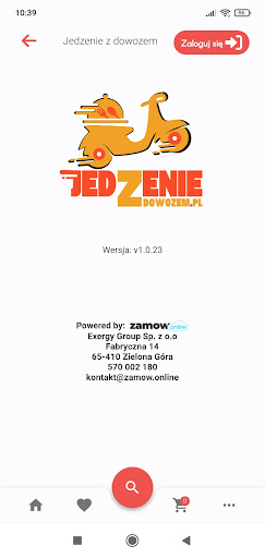 Android application Jedzenie z Dowozem screenshort
