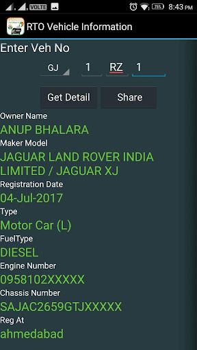 RTO Vehicle Information Screen 2