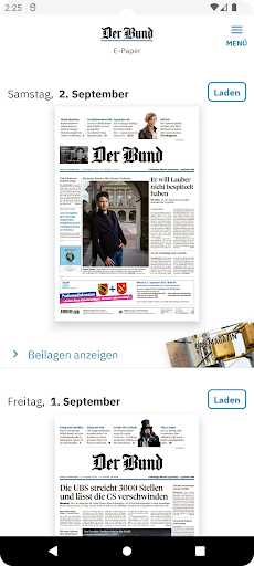 Android application Der Bund E-Paper screenshort