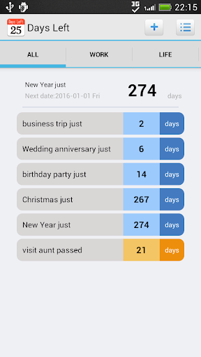 Android application Days Left screenshort
