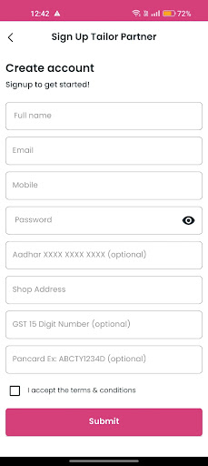 Android application Stitchify Agent App screenshort