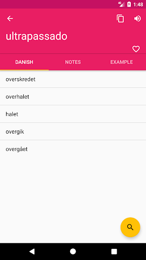 Danish Portuguese Dictionary Screen 2