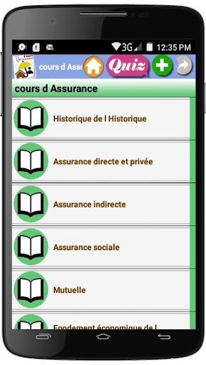 Android application Cours d Assurance screenshort