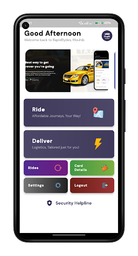 Android application Rapid Rydes screenshort