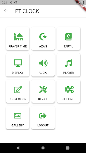 Android application PTClock screenshort