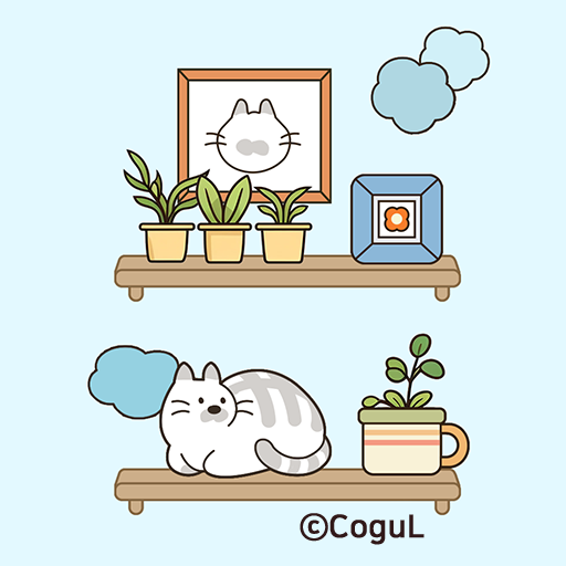 카카오톡 테마 - 선반위고양이_블루 logo