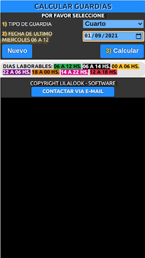 Calculate Shifts Screen 3