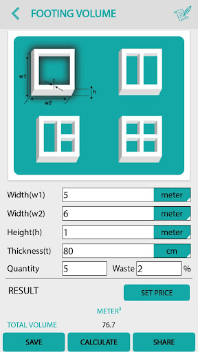 Civil: Concrete Calculator Screen 3