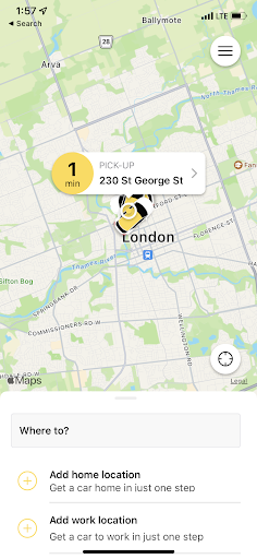 Yellow London Taxi Inc. Screen 2