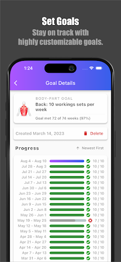Screenshot of Bench Gym Log: Workout Tracker