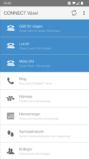 Android application CONNECT Växel screenshort