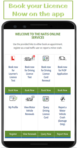 Android application Natis Driving License Bookings screenshort