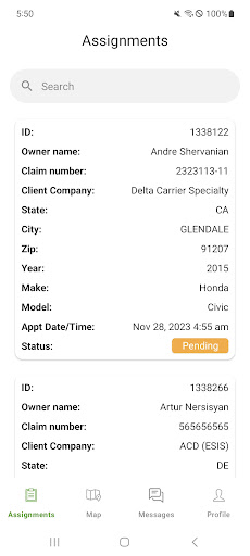 Android application Claim Leader screenshort