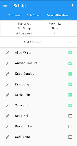 Roll Call - Attendance Trackin Screen 2