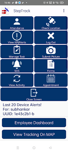 StepTrack (Employee Tracking) Screen 2