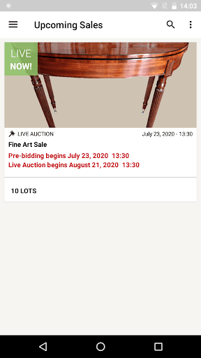 Android application Hegarty Live Auctions screenshort