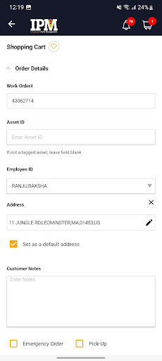 Android application Integrated Parts Management screenshort