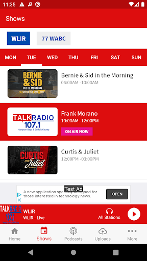 Android application 107.1 Talk Radio WLIR screenshort