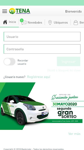 Android application Coop. Tena Móvil screenshort