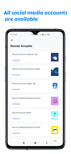Recover Accounts : How & Tips Screen 2