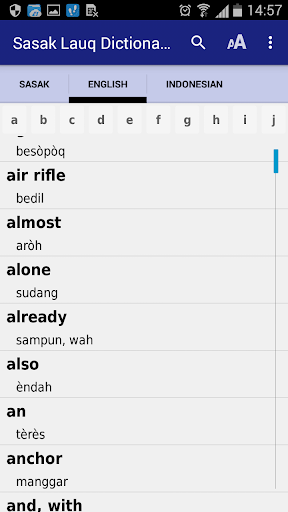 Sasak Lauq Dictionary Screen 2
