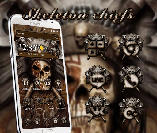 3d Indian skull chiefs theme