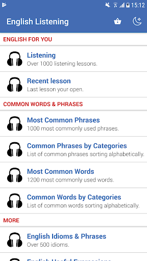 Android application English Intermediate Listening screenshort