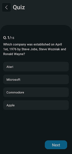 Android application Tech Trivia screenshort