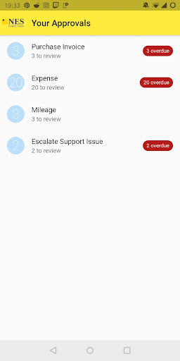 Android application NES Fircroft Approvals screenshort