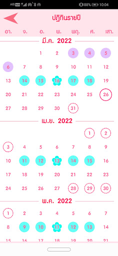 Months ปฏิทินรอบเดือน-ตกไข่ Screen 3