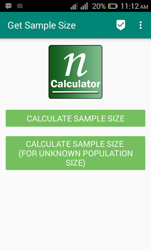 Android application Get Sample Size screenshort
