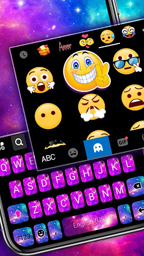 Pink Blue Galaxy Keyboard Them Screen 3