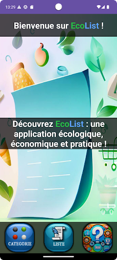 Android application EcoList : liste de course screenshort