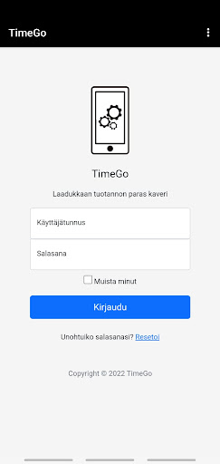 Android application TimeGo Tuotannonohjaus screenshort