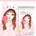 Cover Image of डाउनलोड Pink Lovely Girl Sweet Bear Theme 1.1.5 APK