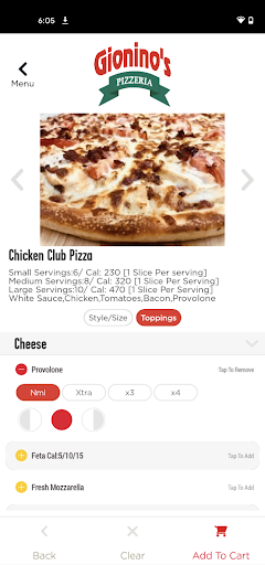 Screenshot of Gionino’s Pizzeria